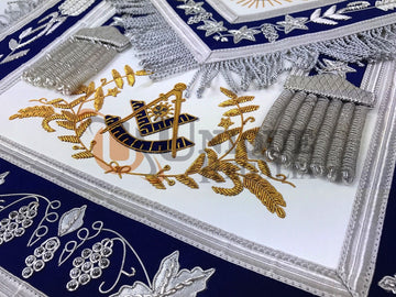 Masonic Grand Lodge Past Master Apron Gold & Silver Hand Embroidery Apron